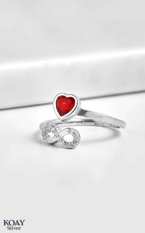 Women’s elegant rings-Infinity Zircon Red Heart Ring