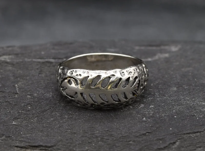 Women’s diamond cocktail rings-Fish Bone Ring - Silver Fish Ring - Artistic Silver Ring