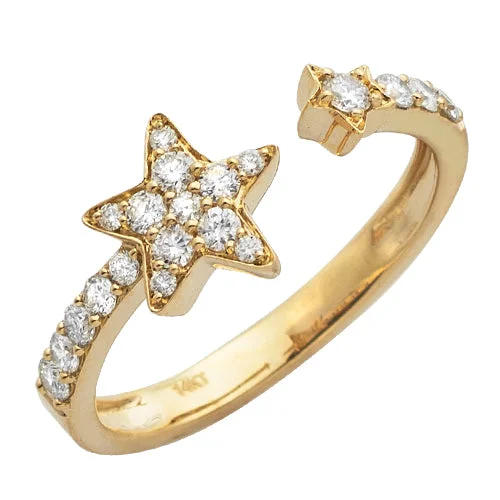 Rose gold engagement rings for women -14KY 0.40CTW DIAMOND OPEN STAR DESIGN RING