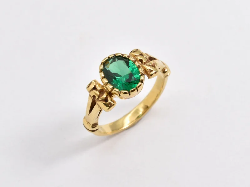 Women’s diamond eternity rings-Gold Emerald Ring - Green Tribal Ring - Emerald Vintage Ring