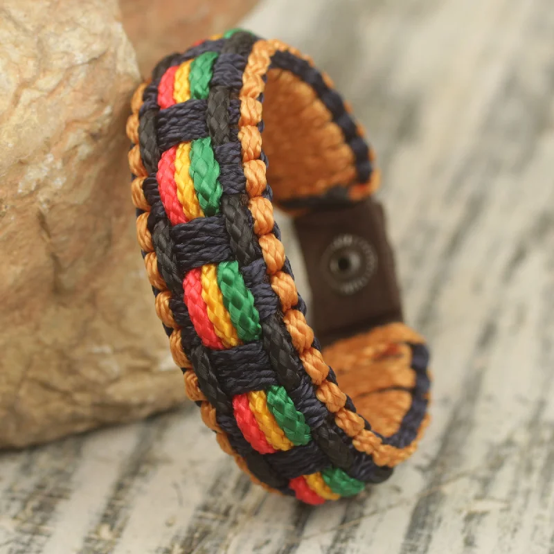 Women's bracelet and chain -Good Vibes Men's Colorful Woven Wristband Bracelet