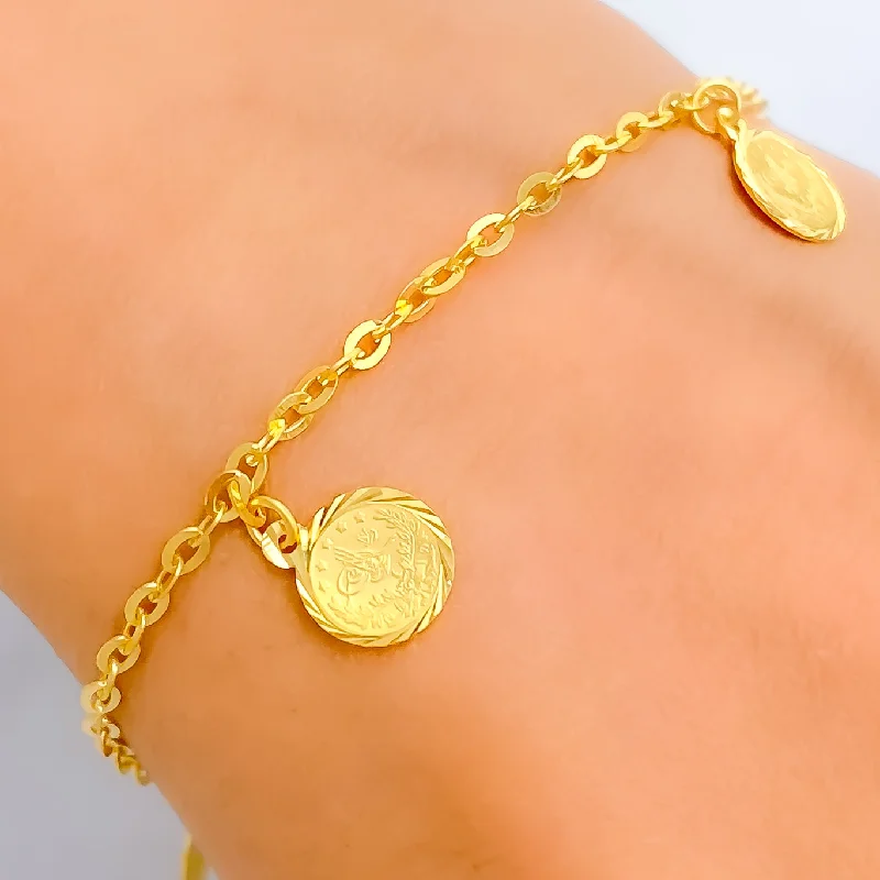 Glamorous women’s bangles -Classic Alluring 21k Gold Coin Bracelet