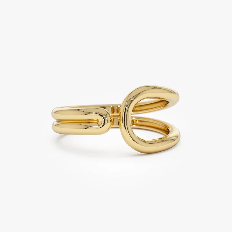 Women’s two-tone rings-14k Modern Minimalist Statement Ring