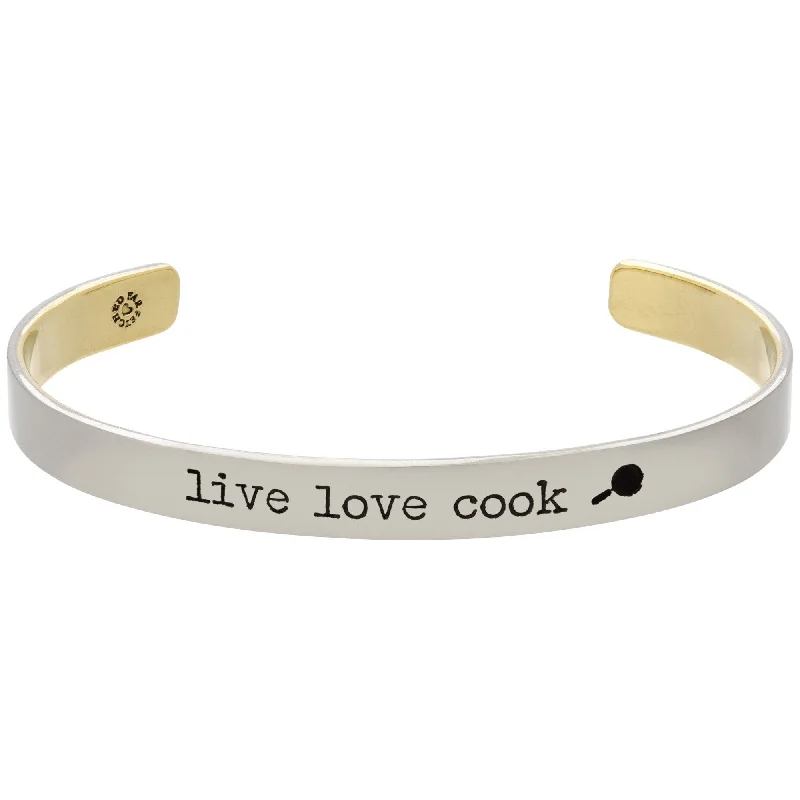 Gold women's bangles -Live Love Cook Bracelet