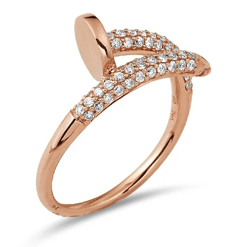 Unique engagement rings for women -14KR 0.50CTW DIAMOND DESIGNER NAIL RING