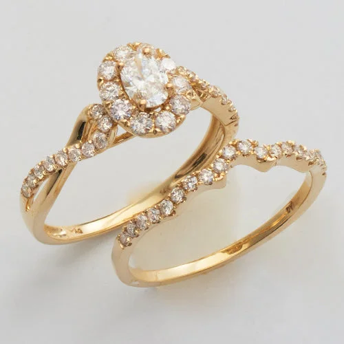 Colored engagement rings for women -14KY 0.95CTW OVAL ENGAGEMENT RING SET