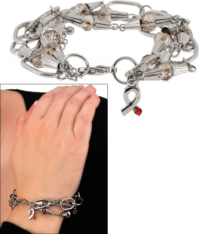 High-end custom women's bangles -Crystal & Links Diabetes Awareness Bracelet