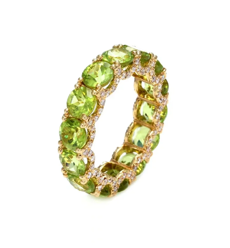 Women’s silver stack rings-Peridot Eternity Ring