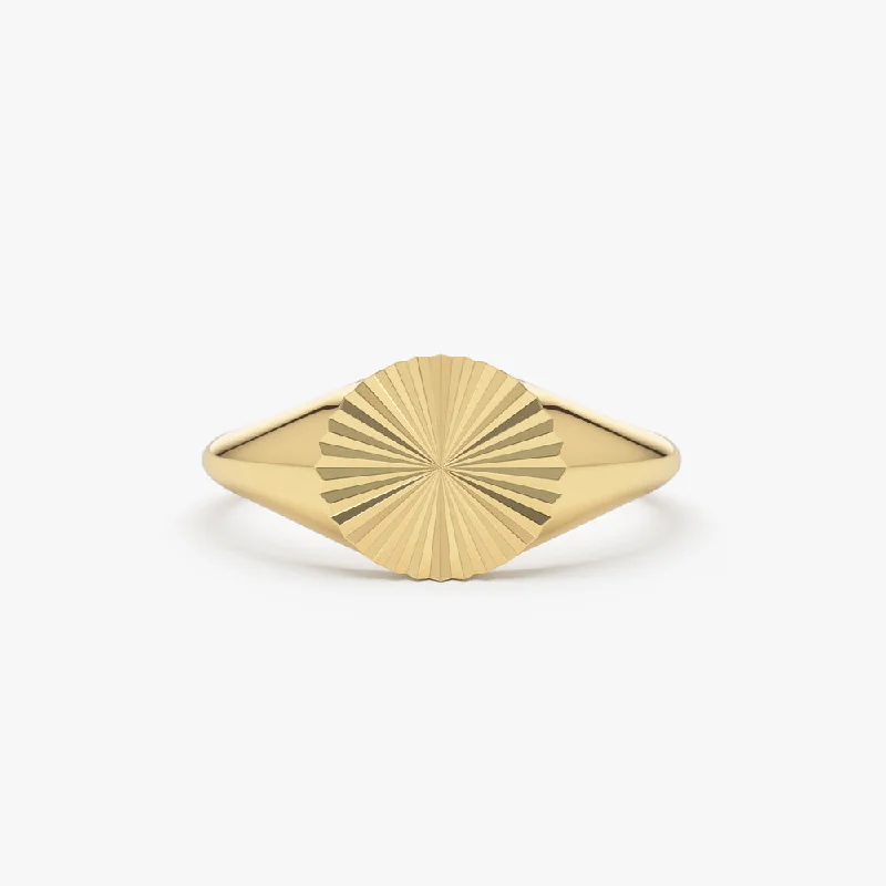 Women’s custom gemstone rings-14k Gold Sun Signet Ring