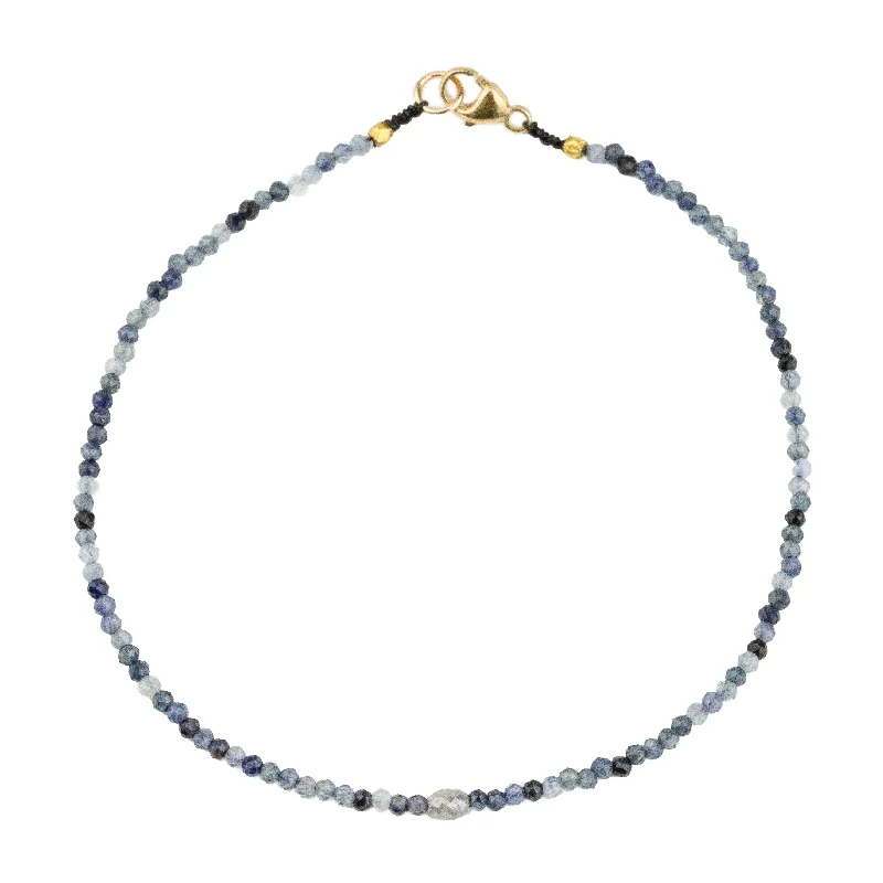 Floral design women's bracelets -Blue Sapphire + Grey Diamond Bracelet