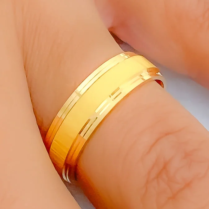 Women’s rose gold rings-Elegant Brush Finished 22k Gold Band