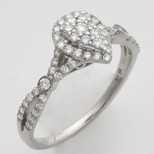 Engagement rings with pave setting for women -14KW 0.50CTW DIAMOND PEAR CLUSTER RING