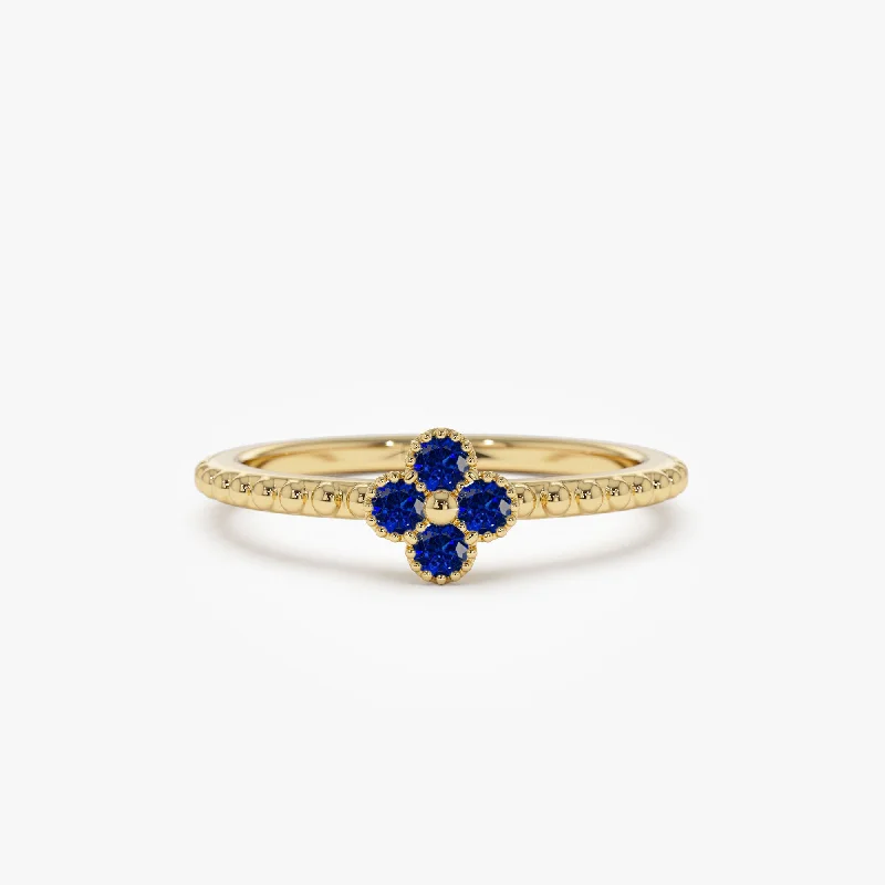 Women’s turquoise rings-14k Sapphire Clover Ring