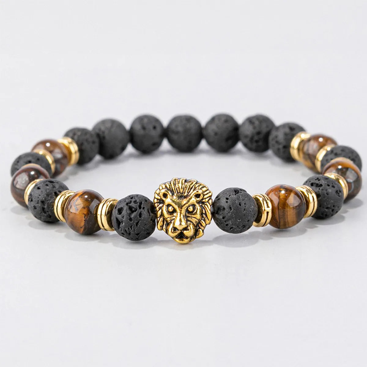 Dainty women's bracelets -Simple Style Lion Natural Stone Beaded Bracelets