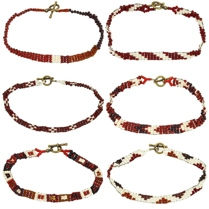 Unique women's bangles -Haitian Bead Weaver Earth Tone Bracelet