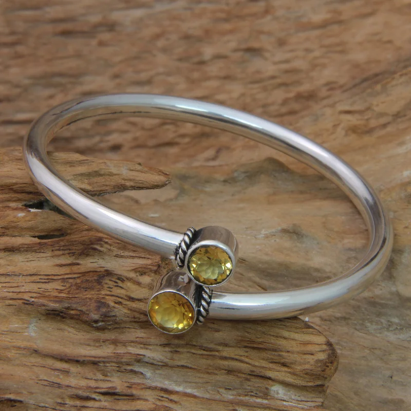 Butterfly design women's bracelets -Shooting Stars Citrine & Silver Bangle Bracelet