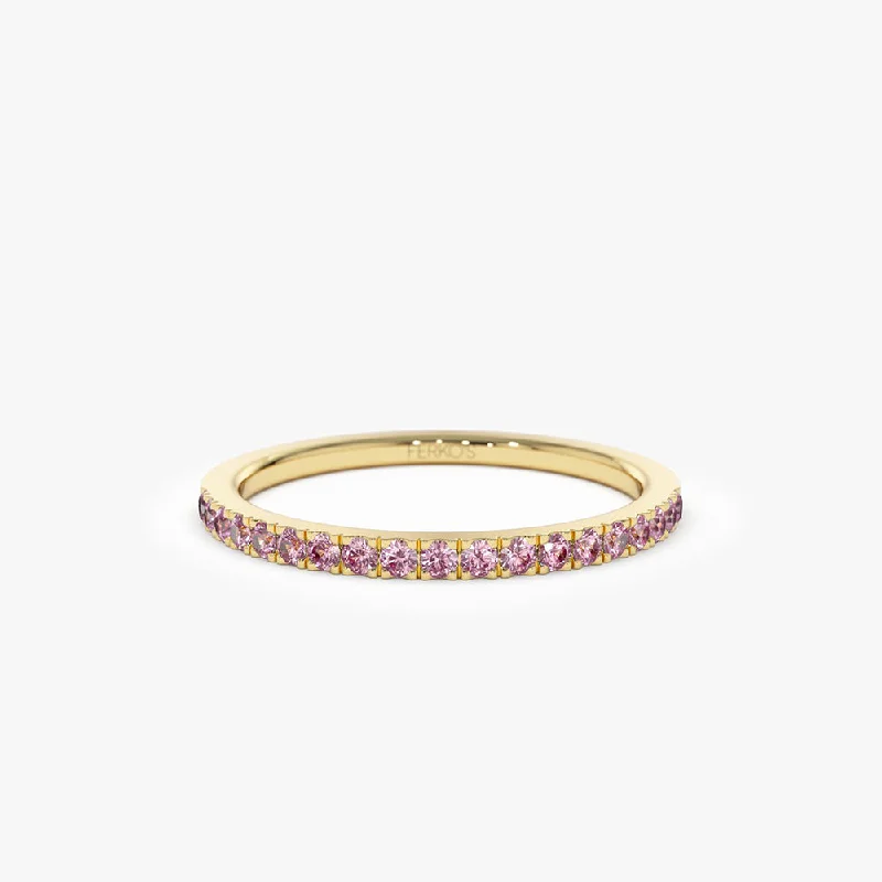 Women’s engagement rings with diamonds-14k Half Eternity Pink Sapphire Ring