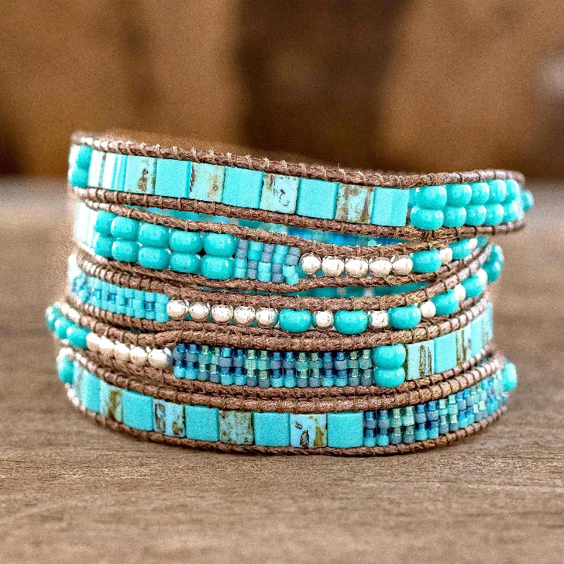 Affordable women's bracelets -Soothing Teal Soothing Teal Wrap Bracelet Crafted by Artisan Group