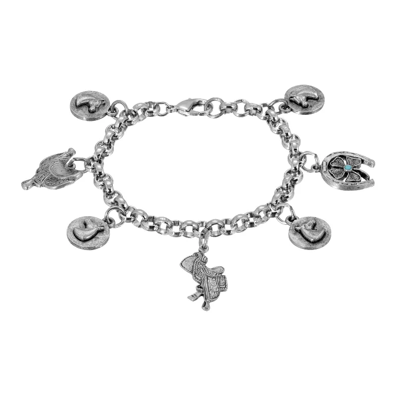 Classic design women's bracelets -1928 Jewelry® Peweter Charm Horse  Bracelet