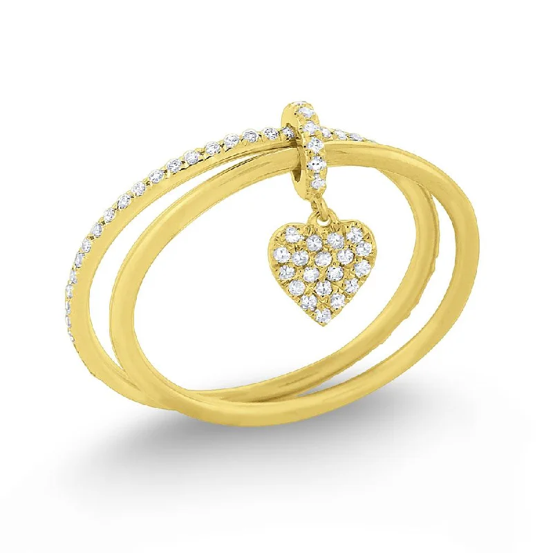 High-end engagement rings for women -Diamond Lucky Charm Heart Ring Set in 14 Kt. Gold