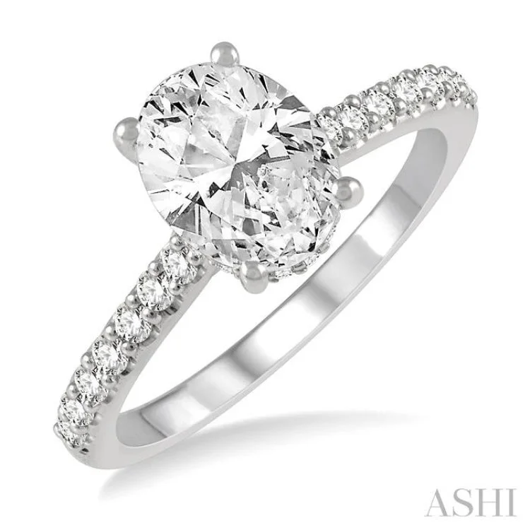 Elegant engagement rings for women -1/3 ctw Semi-Mount Diamond Engagement Ring in 14K White Gold