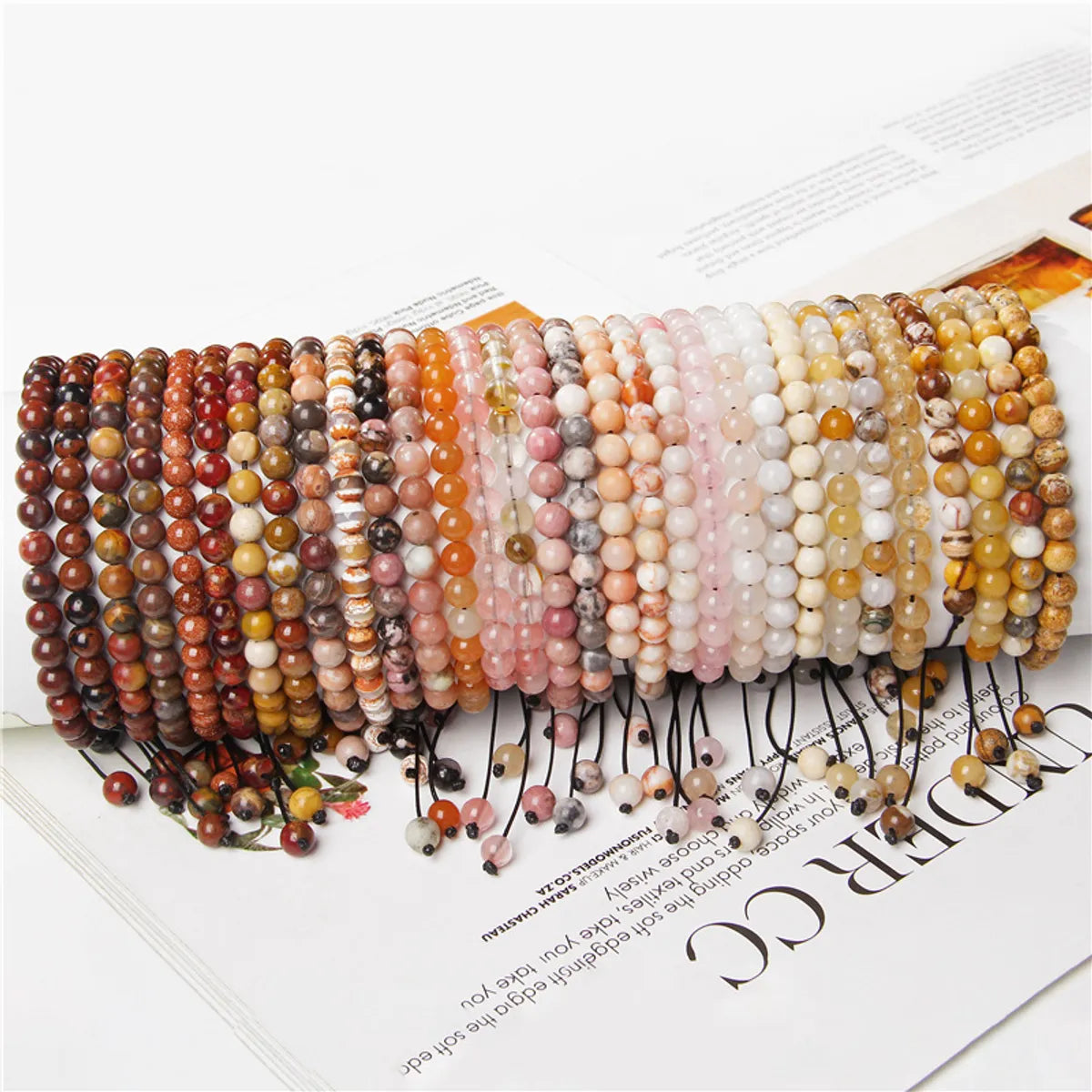 Elegant bangles for women -Fashion Crack Natural Stone Crystal Beaded Bracelets