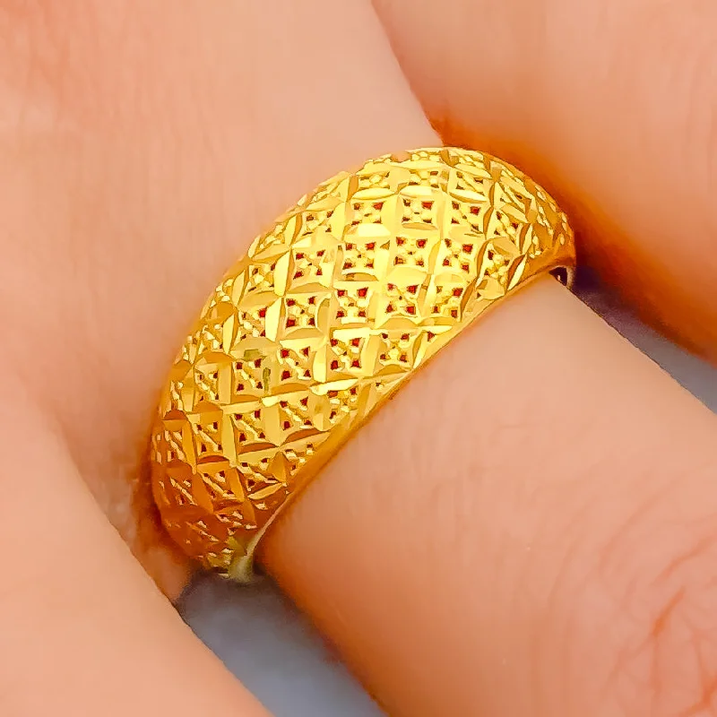 Women’s gemstone rings-Dressy Graceful 22k Gold Ring