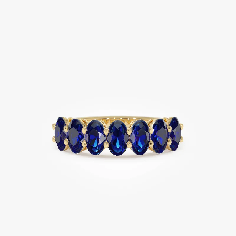 Women’s diamond eternity rings-14k Oval Shaped Basket Setting Sapphire Ring