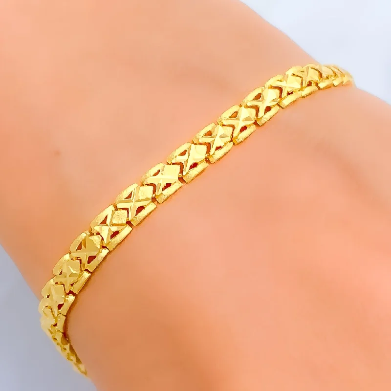 Gold women's bangles -Versatile Adorned 22k Gold Bracelet