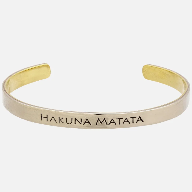 Unique designer bangles for women -Hakuna Matata Mixed Metals Cuff Bracelet