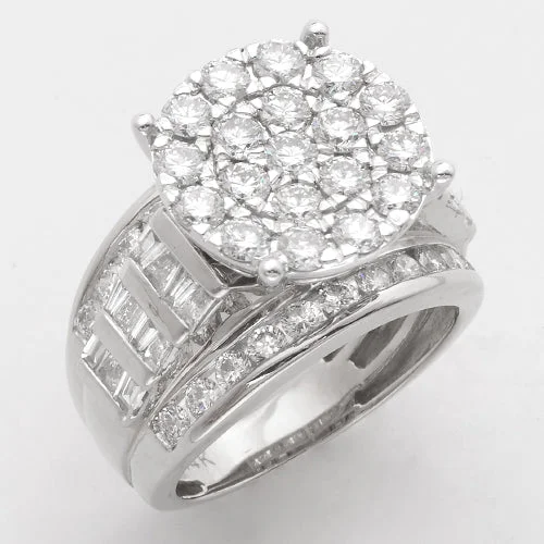 Vintage diamond engagement rings for women -14KW 3.25CTW DIAMOND ROUND CLUSTER RING