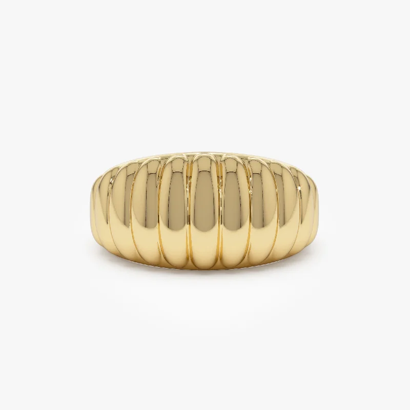 Women’s platinum rings-14k Gold Chunky Ribbed Statement Ring