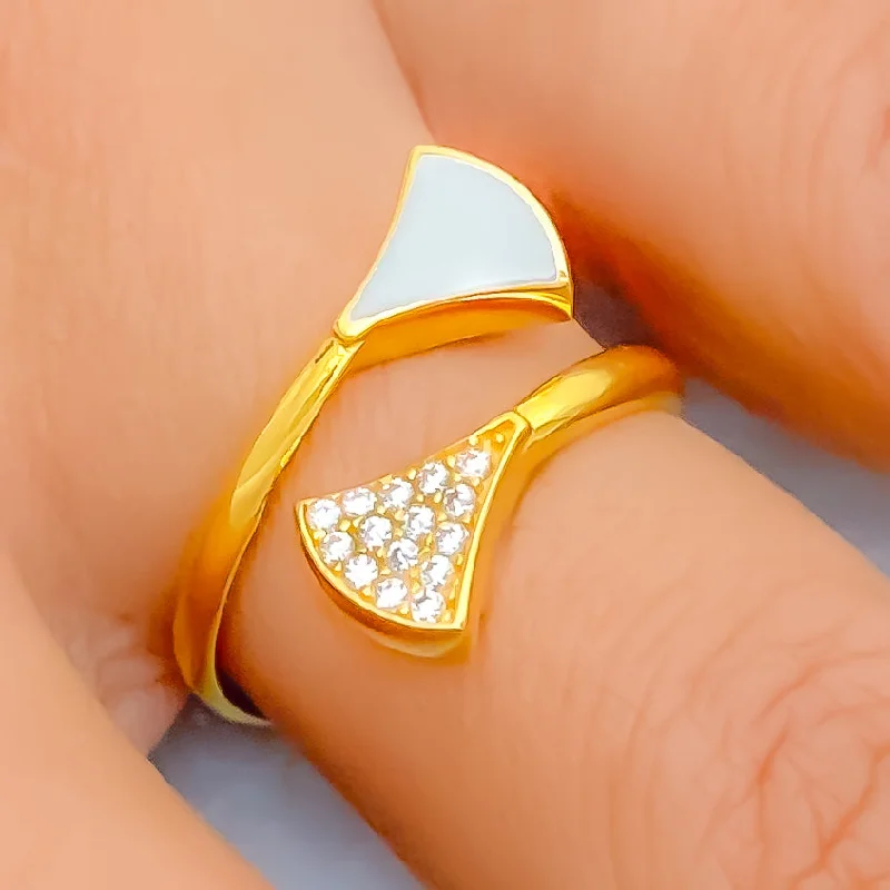 Women’s topaz rings-Chic Overlapping 21k Gold Ring