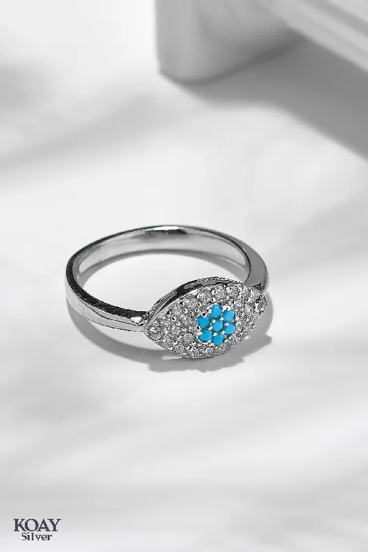 Women’s round diamond engagement rings-Turquoise 04 Ring