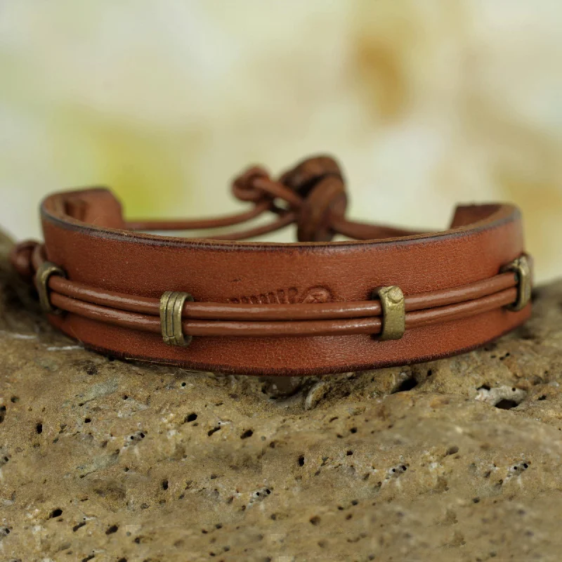 Sterling silver women's bangles -Men's Handcrafted Leather Bracelet