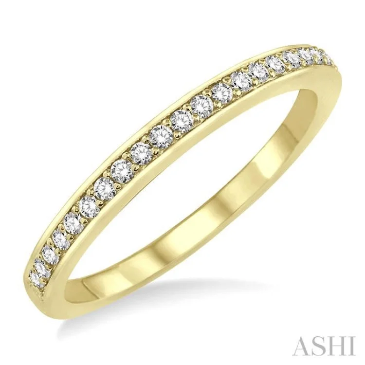 Engagement rings with vintage band for women -1/10 ctw Round Cut Diamond Wedding Band in 14K Yellow Gold