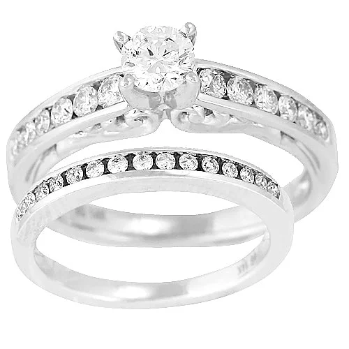 Engagement rings with pear shape diamond for women -14KW 1.00CTW DIAMOND BRIDAL SET