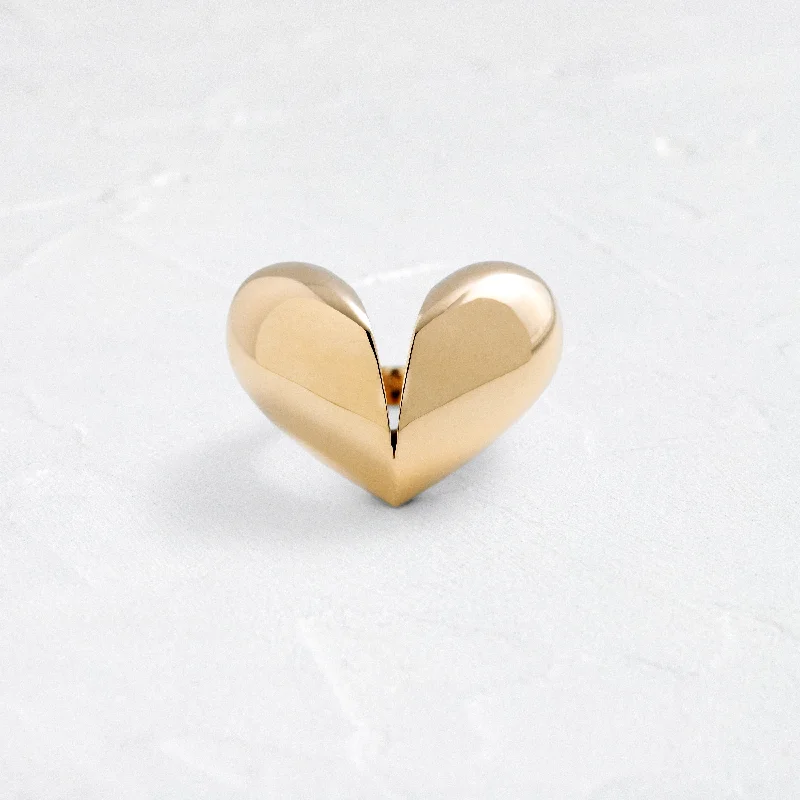 Women’s rose gold engagement rings-Cracked Open Heart Ring - In Stock