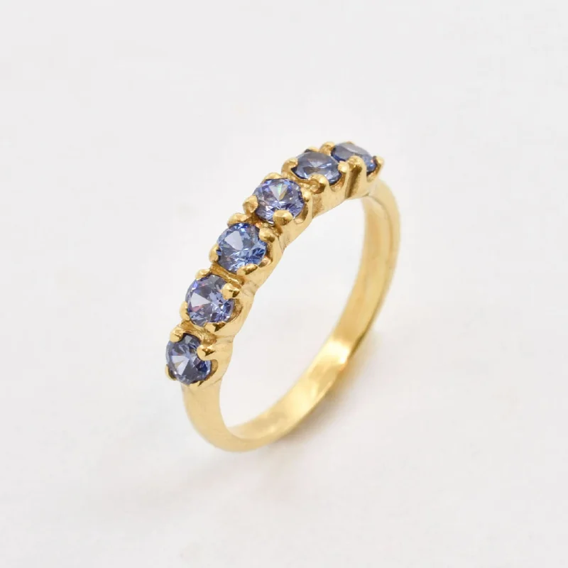 Women’s rose gold rings-Gold Tanzanite Ring - Tanzanite Eternity Band - Gold Stackable Band