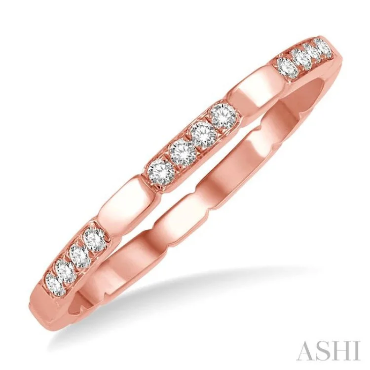 Minimalist engagement rings for women -1/10 ctw Round Cut Diamond Block Stackable Ring in 14K Rose Gold