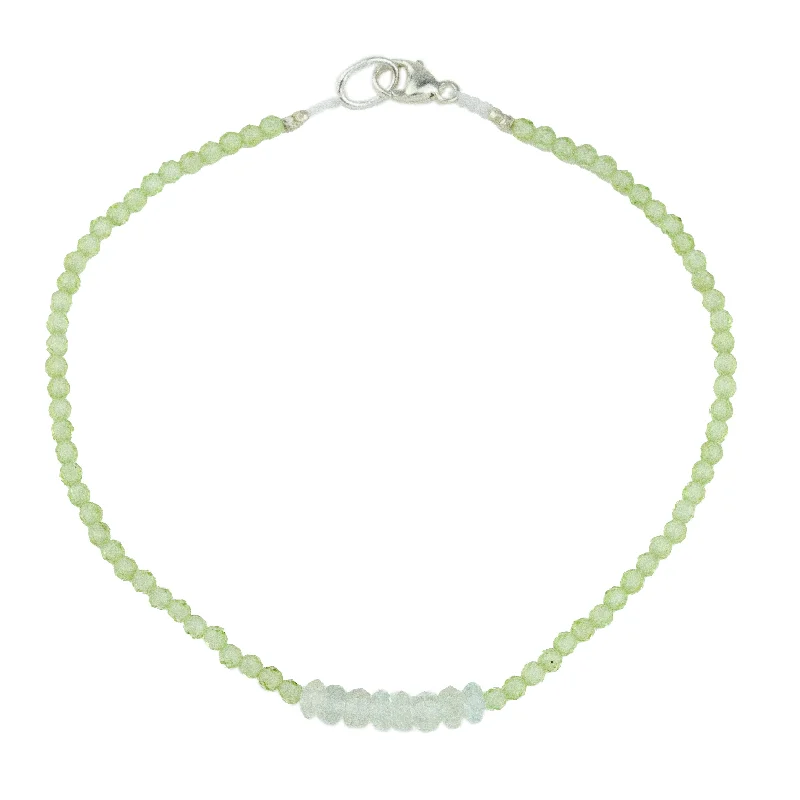 Custom women's bangles -Peridot + White Sapphire Bracelet