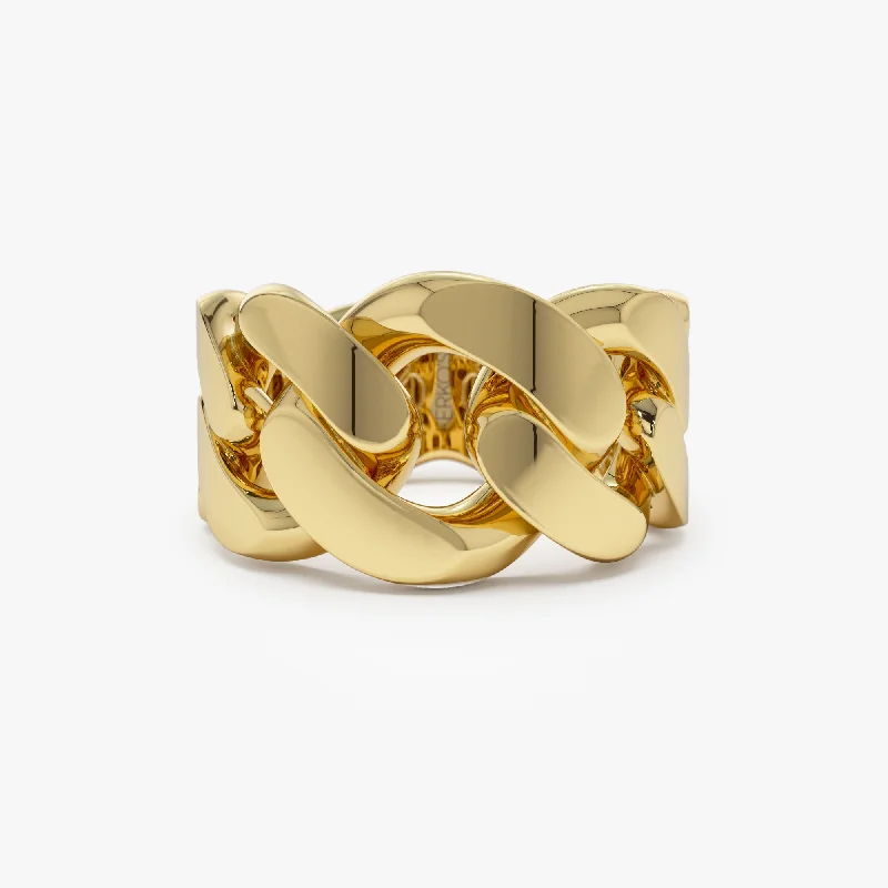 Women’s birthstone rings-14k Chunky Cuban Curb Chain Link Ring