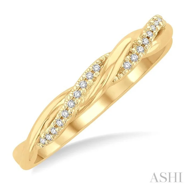 Affordable diamond engagement rings for women -1/20 ctw Twisted Top Round Cut Diamond Fashion Ring in 10K Yellow Gold