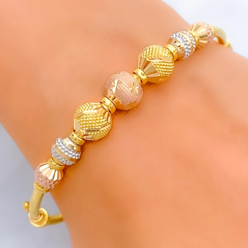 Pearl bangles for women -Blooming Fashionable 22k Gold Bangle Bracelet