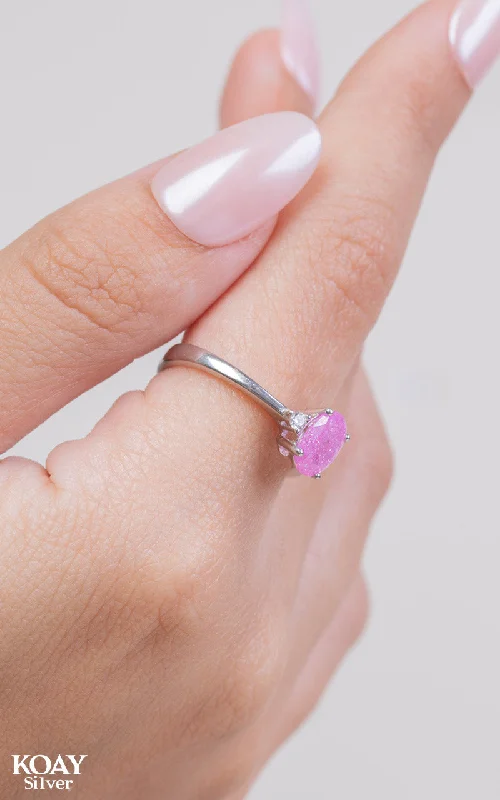 Women’s solitaire rings-Zircon Ring (070) Pink