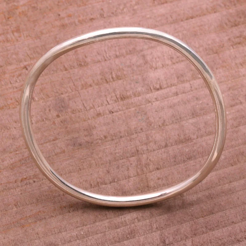 Women's open bangle designs -Sleek & Chic Sterling Silver Bangle Bracelet