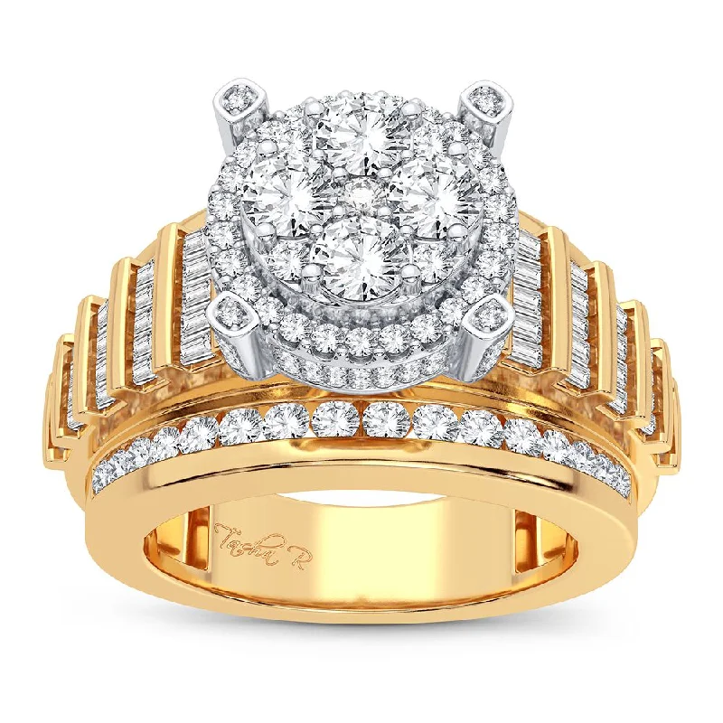 Yellow gold engagement rings for women -14K 2.00CT Diamond Ring