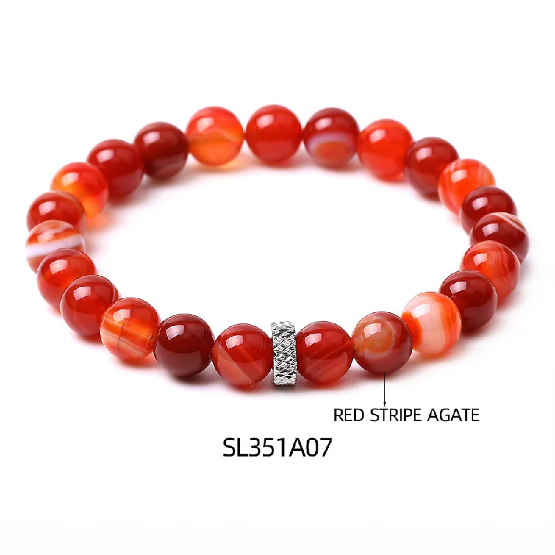 Sl351a07 Striped Red Agate Bracelet