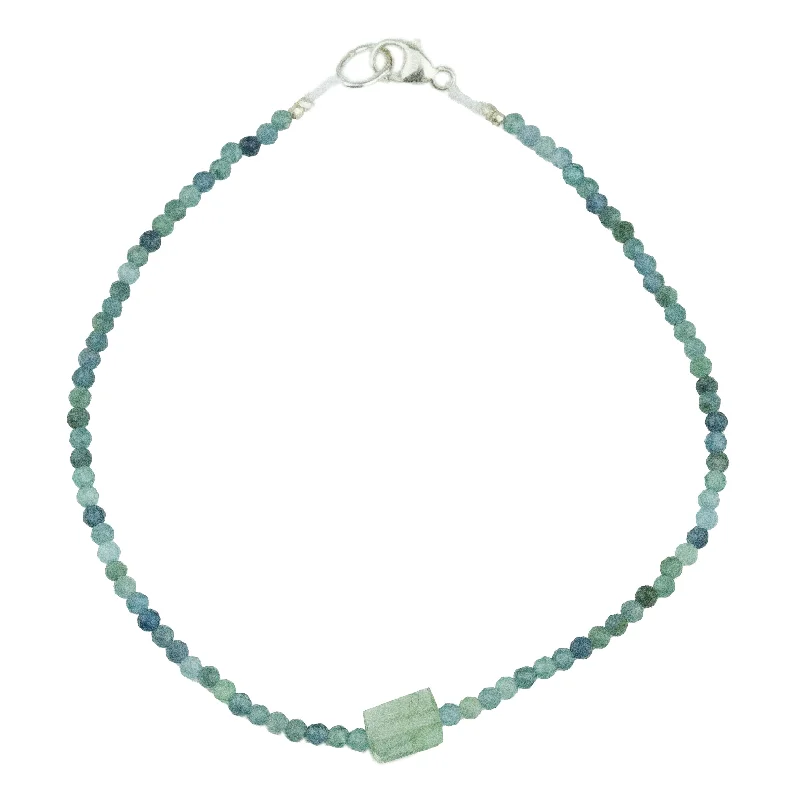 Thin women's bracelets -Blue-Green Tourmaline Bracelet