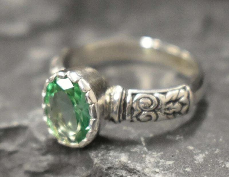 Women’s custom engagement rings-Mint Emerald Ring - Green Tribal Ring - Vintage Boho Ring